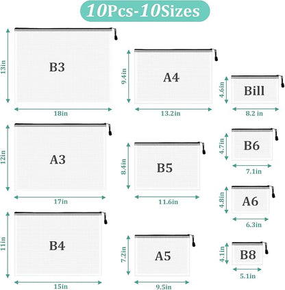 10pcs Mesh Zipper Pouch Bags, 10 Sizes Zipper Bags - Image 2