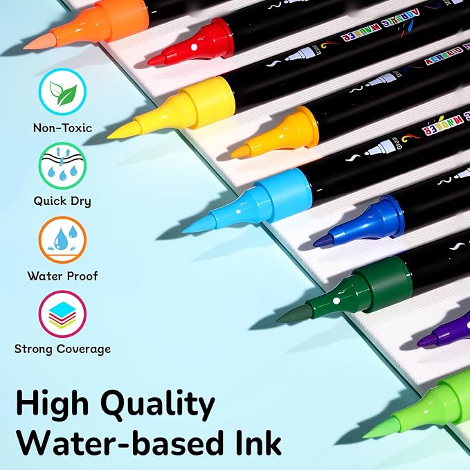 Acrylic Markers, 30 Dual-Tip Paint Pens - Image 2