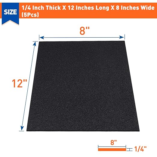 MAGZO 5Pcs Adhesive Foam Padding 1/4 in Thick X 12 in X 8 in, Closed Cell Foam - Image 2