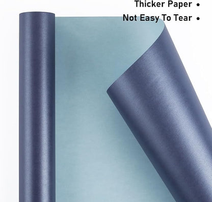 NESCCI Dark Blue Matte Wrapping Paper, Solid Color Pearly-Lustre Paper-3 Roll - Image 3