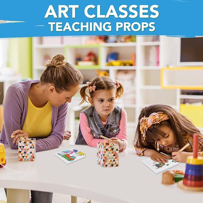 ESRICH Mini Canvases for Painting, 4x4In Canvas in Bulk 24Pack, 2/5In Profile - Image 6