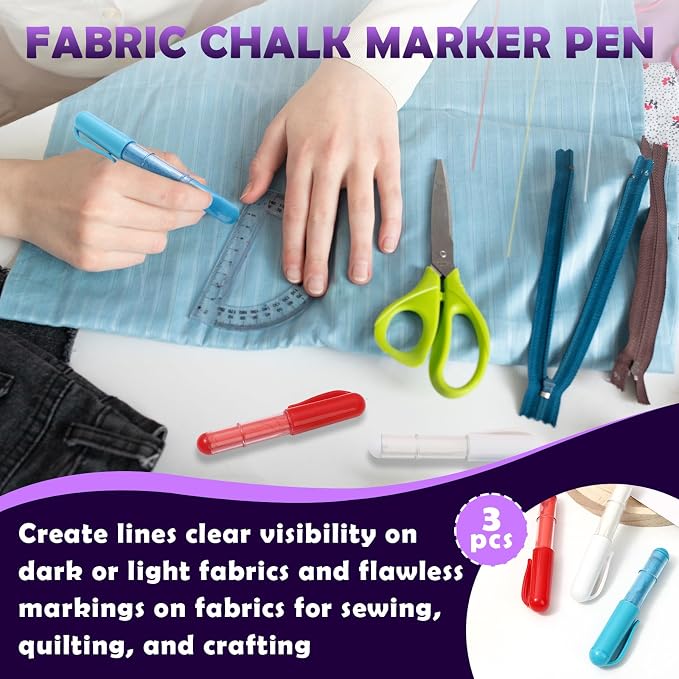 3PCS Sewing Chalk for Fabric, Wipeable and Washable Fabric Chalk for Sewing - Image 2