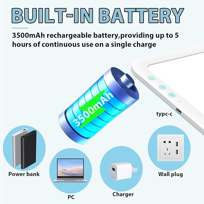 HIUKCOLED Wireless Battery Powered A3 Light Pad, 3 Colors Stepless Dimmable and - Image 2