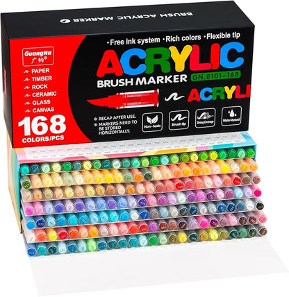 Acrylic Paint Markers Pens, 168 Vivid Colors Acrylic Markers Set, Direct Liquid by Unknown