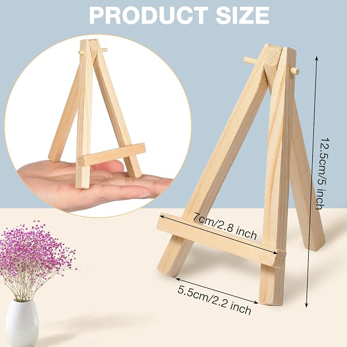40 Pack 5 Inch Mini Wood Easel Stand Mini Wood Display Easel Wooden Tripod - Image 2