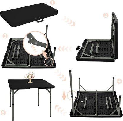 34" Square Folding Table, Party Use, HDPE Plastic Tabletop - Image 5