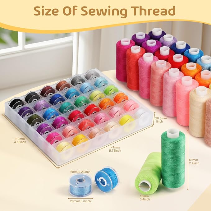 Coquimbo 72pcs Sewing Thread Set: 36 Colors Prewound Bobbins, 400 Yards - Image 6