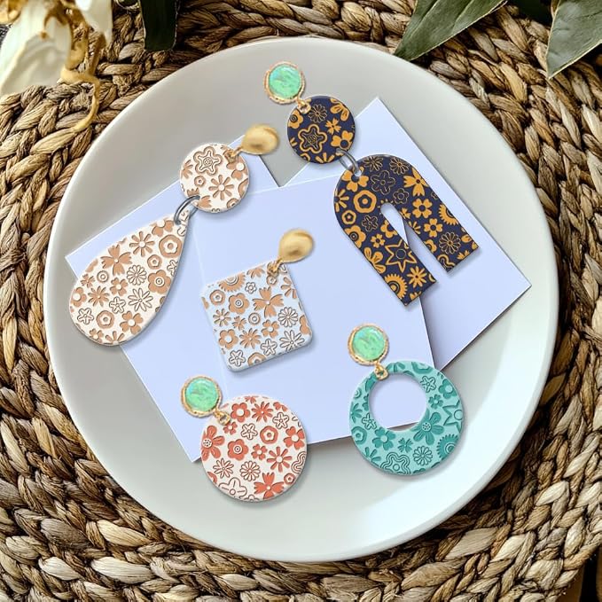 CHGCRAFT Polymer Clay Texture Sheets Cartoon Flowers Texture Stamp Sheets - Image 4