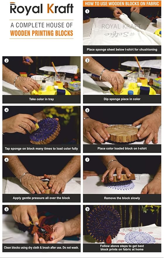 Royal Kraft Wooden Stamps for Block Printing on Saree Border, Tattoo MXtag0011 - Image 5