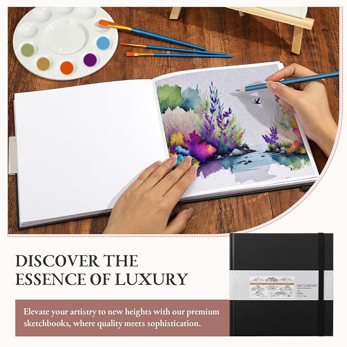 Moinchore Back to School Gifts Square Sketchbook 8 x 8 Inch Hardcover Art - Image 6