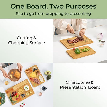 Chopping Board 2-Pcs Natural Bamboo Cutting Board - Image 3