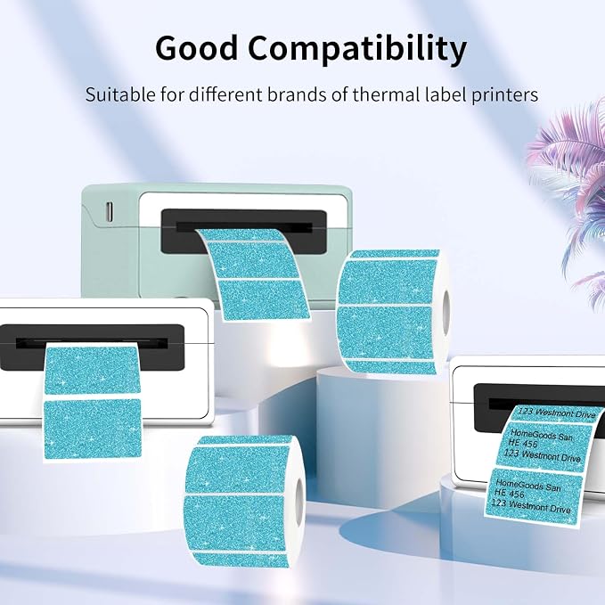 2.25"x1.25" Holographic Thermal Labels Stickers, Glitter Direct Thermal Printer - Image 4