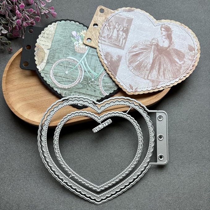 Heart Loose-Leaf Lace Die Cuts for Card Making, Background Frame Cutting Dies - Image 2