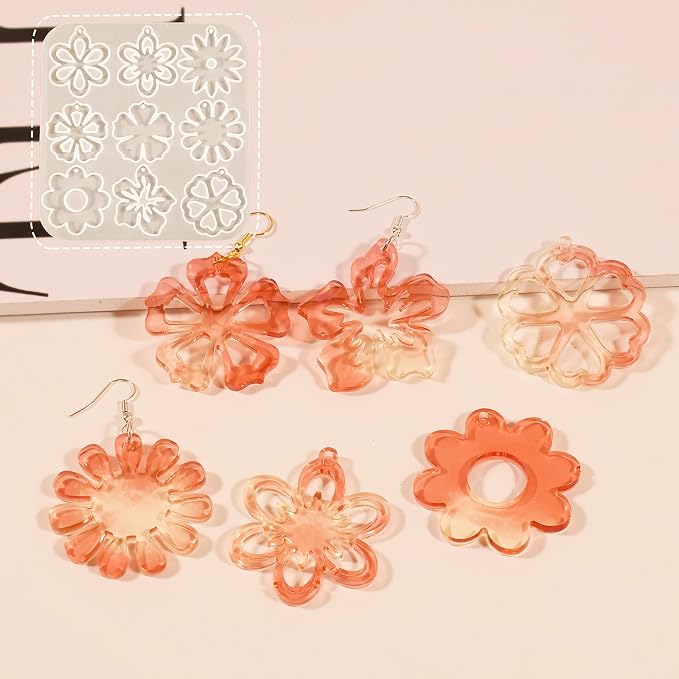 3 Pack Leaf/Flower/Tulip Pendant Earring Nacklace Resin Mold - Image 3