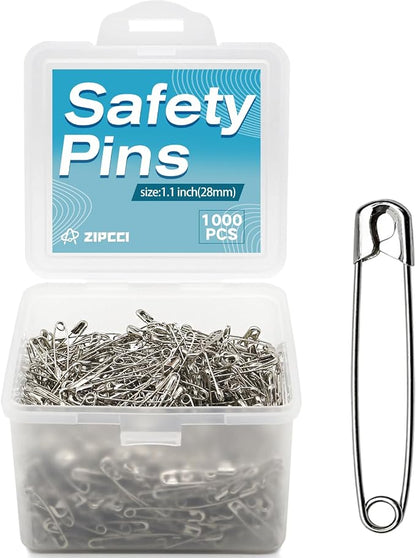 ZIPCCI 1000 Pcs 1.1 inch Nickel Plated Mini Safety Pins by ZIPCCI