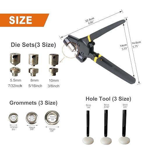 Grommet Tool Kit, Eyelet Tool Multi-Purpose Handheld Manual Hole Punch Rivet - Image 2