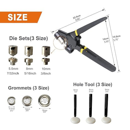 Grommet Tool Kit, Eyelet Tool Multi-Purpose Handheld Manual Hole Punch Rivet - Image 2