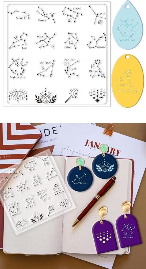 CHGCRAFT Polymer Clay Texture Sheets Constellations Clay Texture Mat Silicone - Image 9