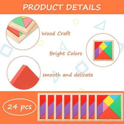 Syhood 24 Pieces Tangrams Puzzles - Image 3