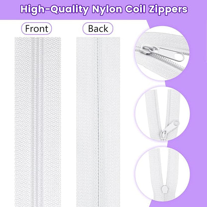DOITEM 15.3 Yards/ 14 m 5 Pieces Assorted Colors #3 Nylon Coil Zippers - Image 4