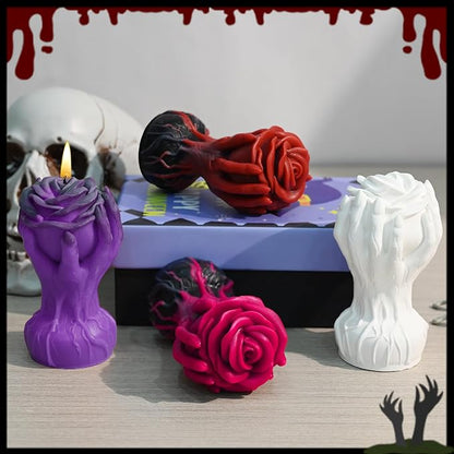 Hand Holding Rose Candle Mold, 3D Flower Silicone Mold - Image 3