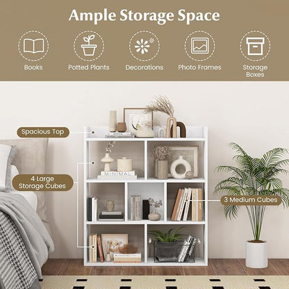 Giantex 7 Cube Bookshelf of 2, Free-Standing Wooden Bookcase, 4 Tier Home - Image 4