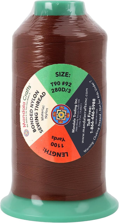Mandala Crafts Size 92 280D T90 Bonded Nylon Thread Copper Brown Heavy Duty - Image 3