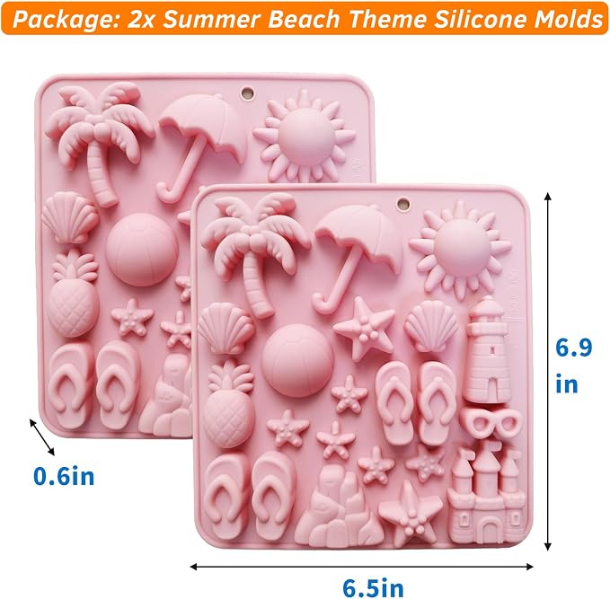 Summer Beach Theme Chocolate Molds, Coconut Tree Sun Shell Starfish Marine Cake - Image 2