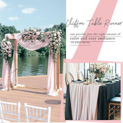 5 Packs 10ft Blushing Pink Chiffon Table Runner 30 x 120 Inches Romantic Sheer - Image 6
