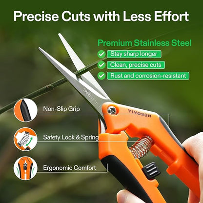 VIVOSUN 6-Pack 6.5 Inch Gardening Scissors Hand Pruner Pruning Shear - Image 4