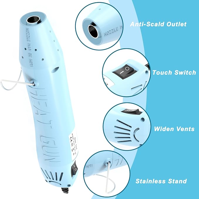 Heat Gun for Crafting, Mini Hot Air Gun Tool for Epoxy Resin, Shrunk Wrapping - Image 3