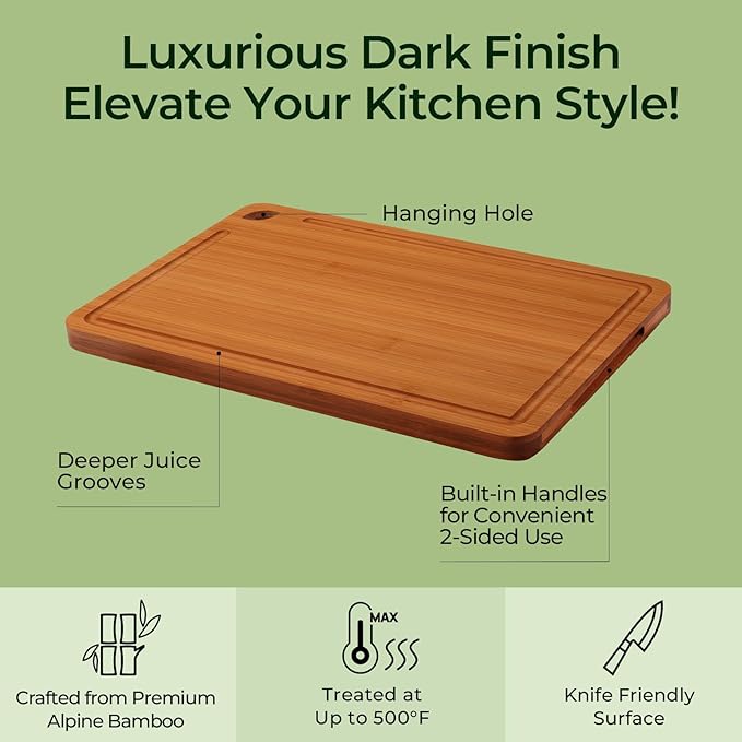 Butcher Block 2-Pcs Carbonized Bamboo Cutting Board Set - Image 4