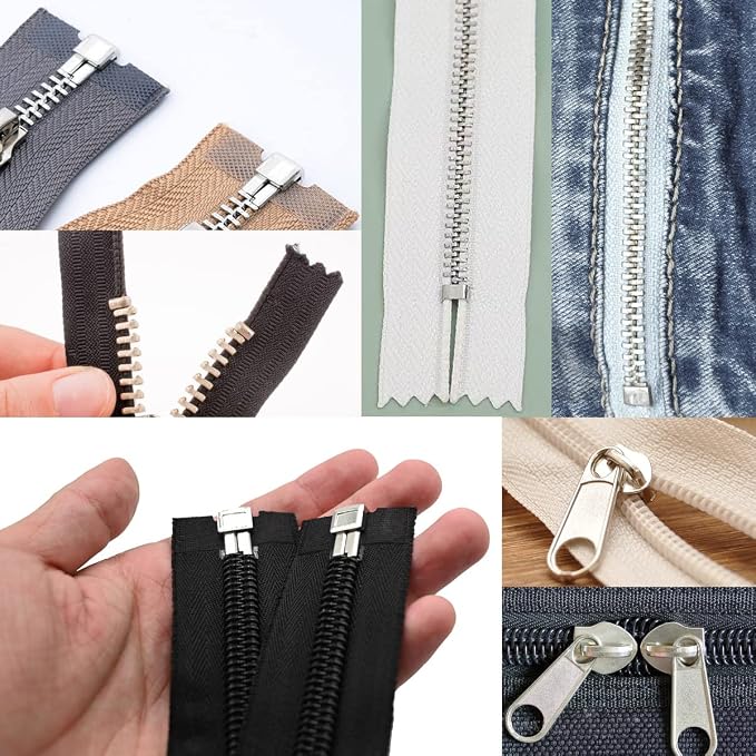 48 Pieces Metal Zipper Repair Accessories Set, Zipper Head Slider Retainer Box - Image 2