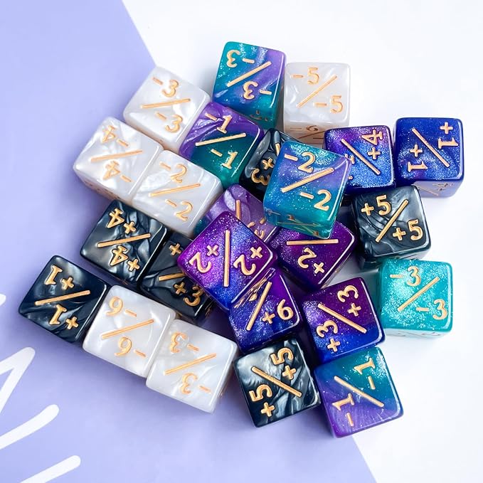 24Pieces Token Counter Dice| Galaxy Mix White Black D6 Dice Set - Image 2