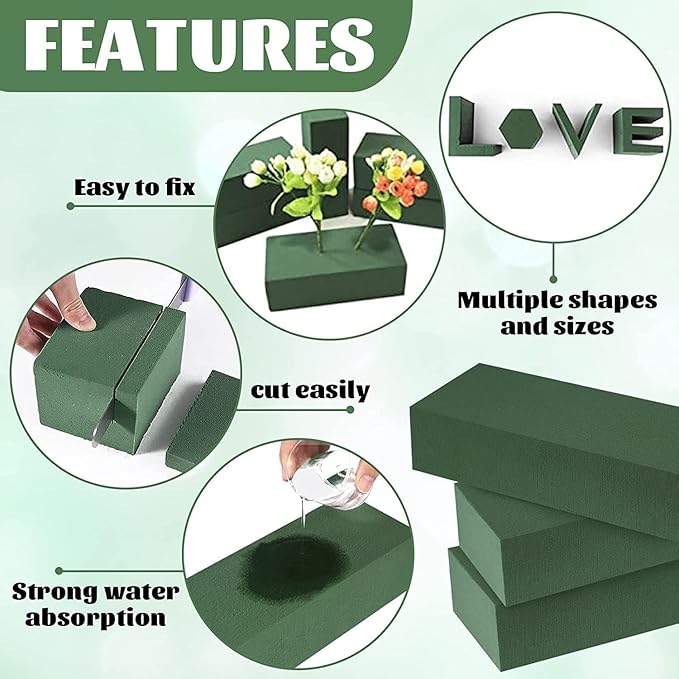 6 Pcs Floral Foam, Wet and Dry Floral Foam Blocks Flower Arrangement Kit - Image 2