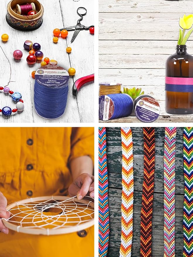 Mandala Crafts 1.5mm 165 Yards Assorted Cotton Waxed Cord - Image 5