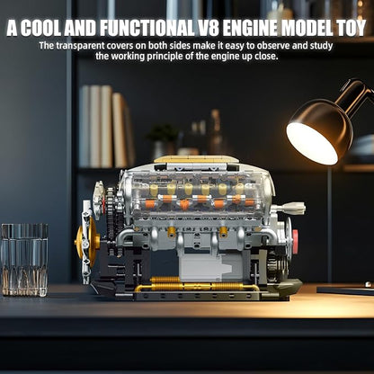 V8 Engine Building Kit for Adults, Build Your Own MOC Mini V8 Engine Model Toy - Image 8
