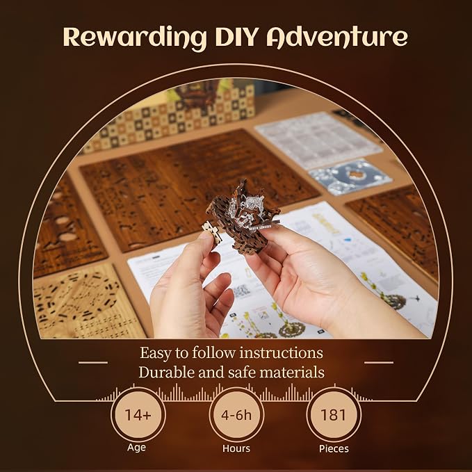 LED 3D Wood Puzzle Poker World Projector Lamp – DIY Craft Kit - Image 4