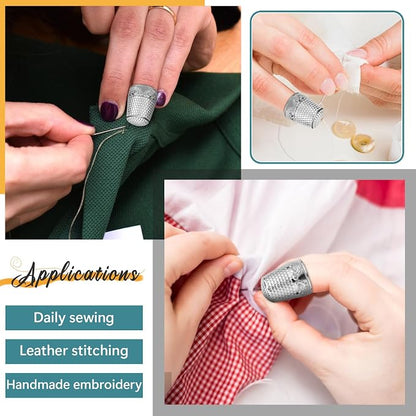 ZMAAGG 4PCS Sewing Thimbles for Hand Sewing, Metal Finger Protector, Quilting - Image 7