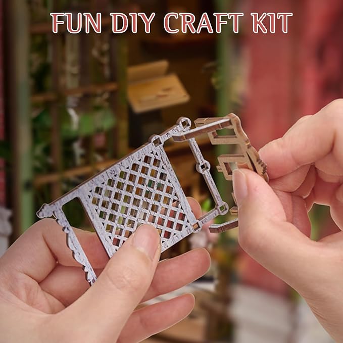 DIY Book Nook Kit, Miniature Dollhouse Bookshelf Insert - Image 3