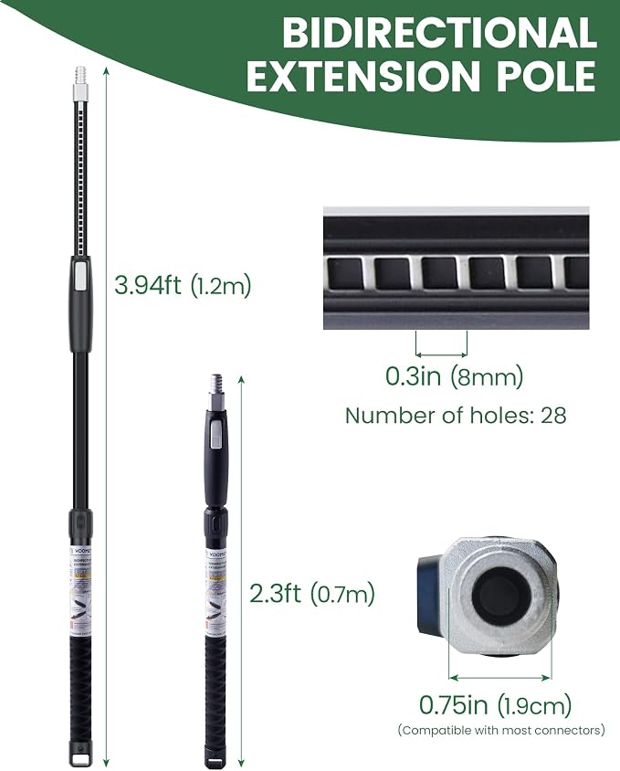 VOOMEY 2.3-4 ft Dual Extending 28 Point Adjustable Extension Pole - Image 4