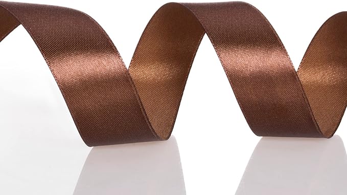 1 Inch Brown Solid Satin Ribbon, 50 Yards Craft Fabric Ribbon - Image 4