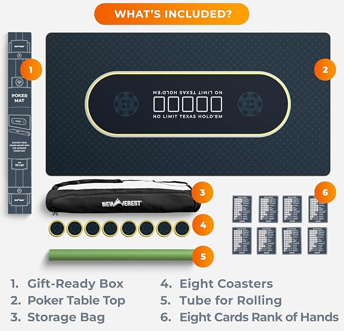 Newverest Poker Table Top 70" x 35", Texas Hold'em Poker Mat - Image 7