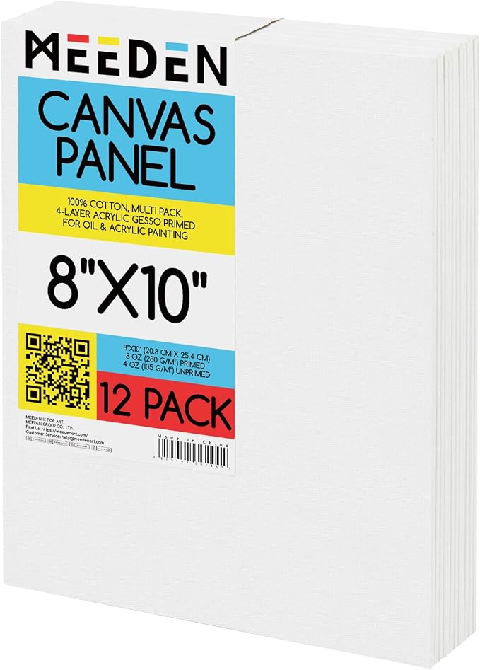 MEEDEN 12-Pack 100% Cotton Canvas Boards by MEEDEN