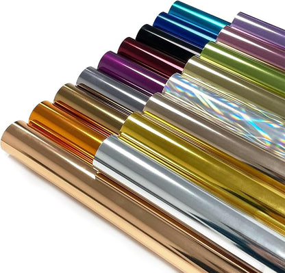 Sheet Metallic Foil Heat Transfer Vinyl Bundle – 12"x10"-17 Chrome HTV Pack in by Unknown