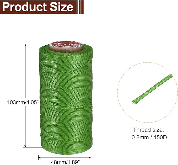 uxcell Flat Leather Sewing Waxed Thread, 270m / 295 Yards Polyester Wax String - Image 2