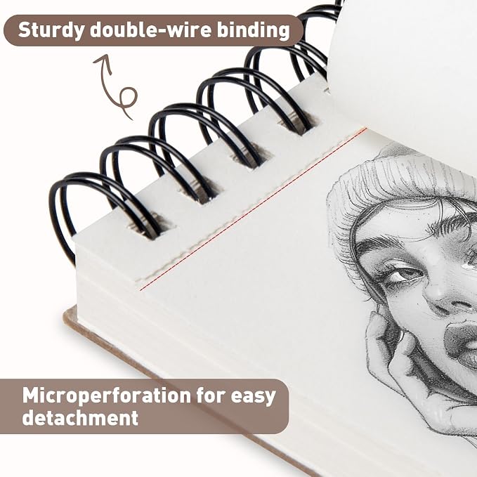Umriox 9" x 12" Sketch Book, Top Spiral Bound Sketchbook, Acid-Free Drawing - Image 6