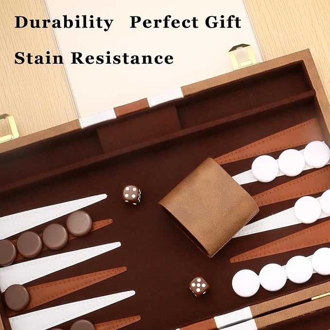 Backgammon Set - Classic Board Game - Portable Travel Strategy Backgammon Game - Image 3