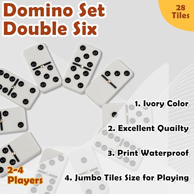 Smilejoy Dominoes Set for Adults, Domino Set for Classic Board Games, Double 6 - Image 5