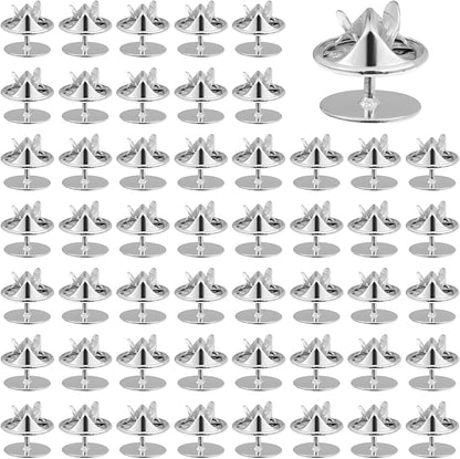 50 Pairs Silver Metal Pin Backs, Butterfly Tie Tacks Blank Pin Keepers Enamel by Unknown